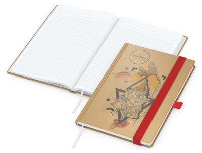 Match-Book White Bestseller Natura braun A5, rot