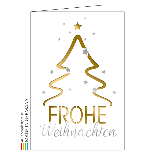 Weihnachtskarte Bestseller Motiv 14, Einlage gold 