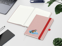 Ocean-Book A5 green+blue, Winkelkaro, rot, Info-Be